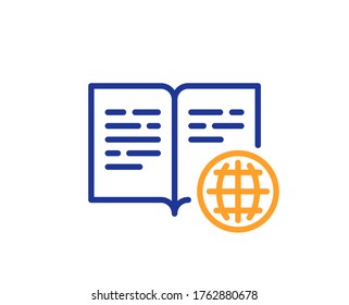 Internet-Buchlinie-Symbol. Webdokumentzeichen. Symbol für Büronote. Farbenvolles Konzept der dünnen Linie. Icon für das Internetbuch im linearen Stil. Bearbeitbarer Strich. Vektorgrafik