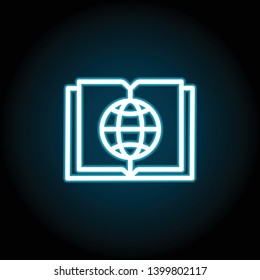 internet, book neon icon. Simple thin line, outline vector of Book icons for UI and UX, website or mobile application on dark blue gradient background