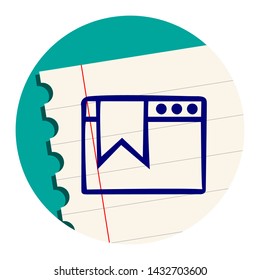 Internet Bookmark Free Hand Icon on a Notebook Sheet