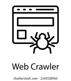 An internet bot graphic over windows tab showing web crawler icon 