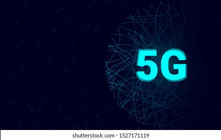 Internet Broadband Concept. Vector Concept Blue Background. 5G Network Speed Banner.