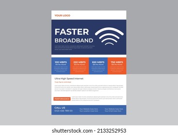 Internet Broadband Promotion Flyer, Broadband Internet Flyer Template. high speed internet flyer leaflet poster design, Broadband Internet poster template
