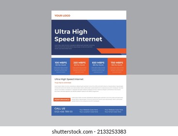 Internet Broadband Promotion Flyer, Broadband Internet Flyer Template. High Speed Internet Flyer Leaflet Poster Design, Broadband Internet Poster Template