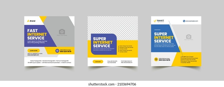 Internet Broadband Promotion Social Media Post And Web Banner Template With Creative Modern Editable Flyer Poster Brochure Design