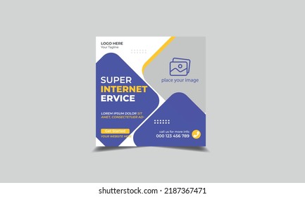 Internet Broadband Promotion Web Banner and Social Media Post Template. Creative Modern Editable Flyer Poster Design