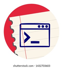 Internet Browser Console Free Hand Icon on a Notebook Sheet