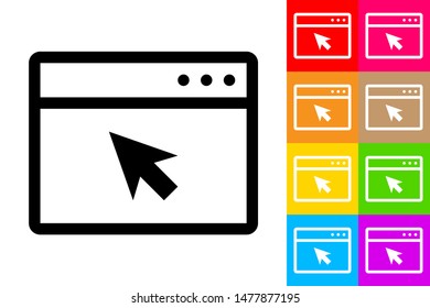 Internet Browser. Line Icon With Different Color Background.