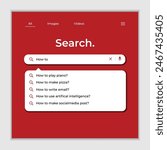 Internet browser search engine search bar for ui mobile app search address and navigation bar