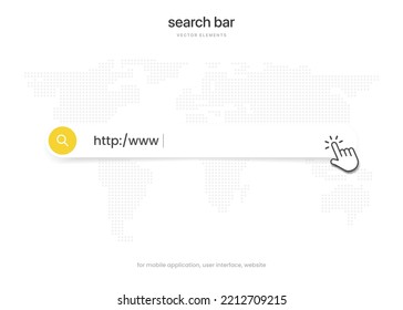Internet browser search engine. Search bar for ui ux design and web site. Search address and navigation bar icon. Collection of search form templates for websites