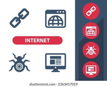 Internet - Navegador - Motor de búsqueda - Iconos SEO. Icono de vector perfecto en píxeles y profesional
