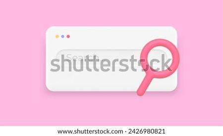 Internet browser search tab navigation interface menu banner 3d icon realistic vector illustration. Online browsing cyberspace global address panel with magnifying glass web site SEO optimization