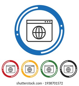 Internet browser web page icon set. flat design vector illustration in 5 colors options for webdesign