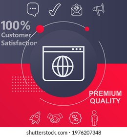 Internet browser web page icon. Customize your design with a navy and red colored background template