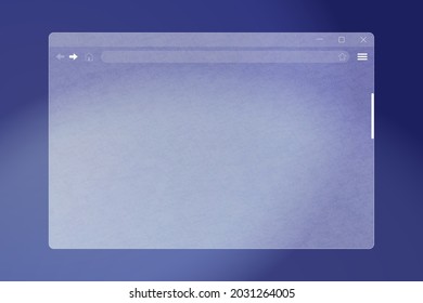 Internet browser window interface of translucent frosted glass. Ground glass web browser frame