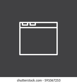 Internet browser window line icon, outline vector sign, linear white pictogram. Symbol, logo illustration. Editable stroke. Pixel perfect