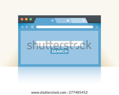 Internet browser window with search web site (Google, Bing, Yandex, Yahoo etc.) webpage and space for you text in empty search box. Idea - Internet search, Online shopping.