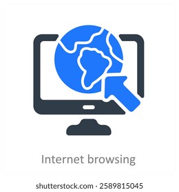 Internet Browsing and online icon concept