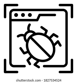 Internet bug icon. Outline internet bug vector icon for web design isolated on white background