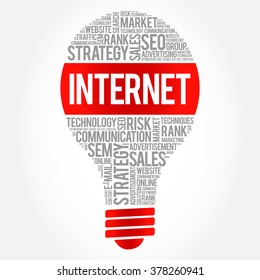 INTERNET bulb word cloud, business concept