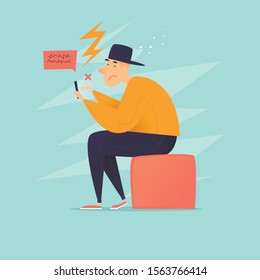 Internet bullying. Flat design vector illustration.