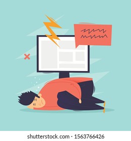 Internet bullying. Flat design vector illustration.