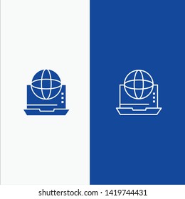 Internet, Business, Communication, Connection, Network, Online Line and Glyph Solid icon Blue banner Line and Glyph Solid icon Blue banner