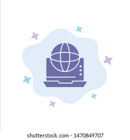 Internet, Business, Communication, Connection, Network, Online Blue Icon on Abstract Cloud Background. Vector Icon Template background
