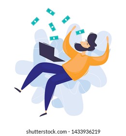  Internet business, distant work, freelance. Flat design vector illustration.