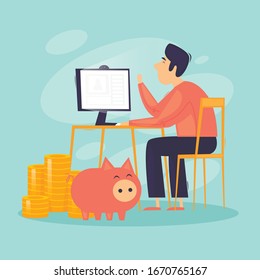 Internet business. Flat design vector illustration.