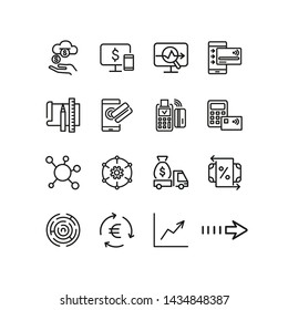 Internet business icons. Set of line icons. Money turnover, automatic income, multimanagement. Business concept. Vector illustration can be used for topics like business, finance, technology