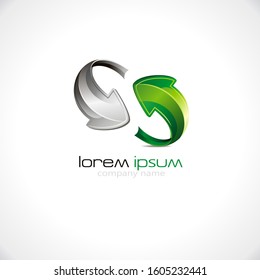 Internet business logotype. Abstract round shape logo template. Design elements, symbols and signs. Beautiful vector illustration of line 3d icons