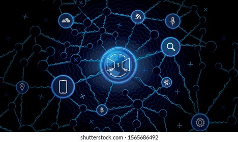 Internet Business Technology. Communication Network Background. Online Business Network. Personal Data Design Structure. Internet Business Concept Background. Smart Network System.Web Business Network