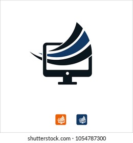 Internet business - vector logo concept illustration. Computer monitor icon. Finance growth graphic sign. Arrow symbol. Design element.
