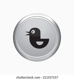 Internet button. Bird icon on white background.
