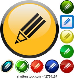Internet button with pencil. Vector set.
