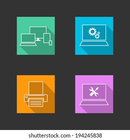 internet buttons with computer theme, suitable for flat design, vector illustration, eps 10 with transparency