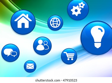 Internet Buttons on Abstract Color Background Original Vector Illustration