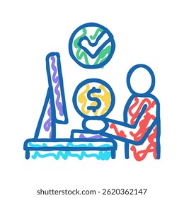 Internet-Kauf oder Abonnement doodle Symbol Skizze Vektor. Internet-Kauf- oder Abonnementzeichen. einzelne Symbolgrafik