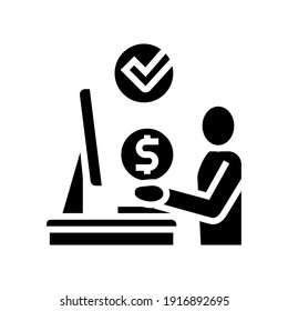 vector de icono de glifo de compra o suscripción a internet. compra por Internet o firma de suscripción. símbolo de contorno aislado ilustración negra