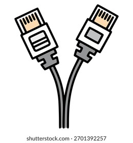internet cable connection flat color vector illustration template design