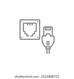 internet cable slot Grey icon with white background