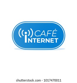 Internet cafe blue signboard illustration for design