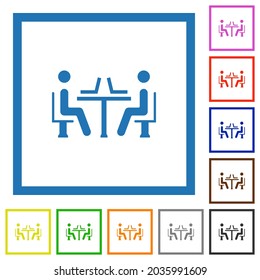 Internet cafe flat color icons in square frames on white background