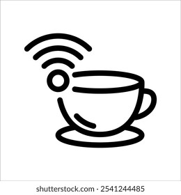 Internet cafe icon, wifi and cup icon