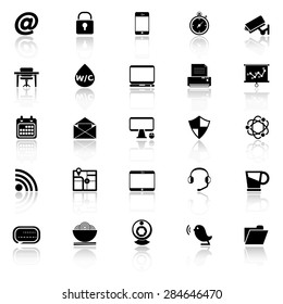 Internet cafe icons with reflect on white background, stock vector