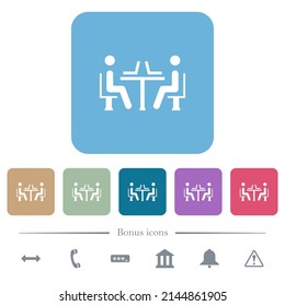 Internet cafe white flat icons on color rounded square backgrounds. 6 bonus icons included