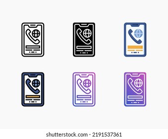 Internet Call Symbol gesetzt mit Linie, Umriss, flach, gefüllt, Glyphe, Farbe, Farbverlauf. Kann für digitale Produkte, Präsentationen, Print-Design und mehr verwendet werden.