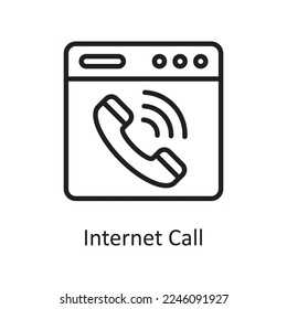 Internet Call Outline Icon Design illustration. Web Hosting And Cloud Services Symbol on White background EPS 10 File