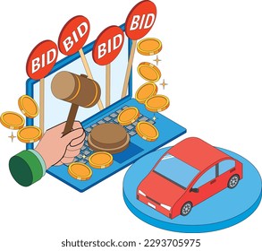 Ilustración de imágenes de subasta de coches de Internet