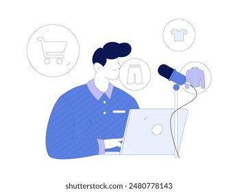 Internet celebrity live broadcast with goods vector internet hand drawn illustration
